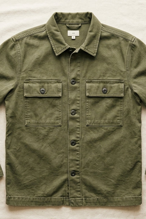 Garment-Washed Canvas Shacket