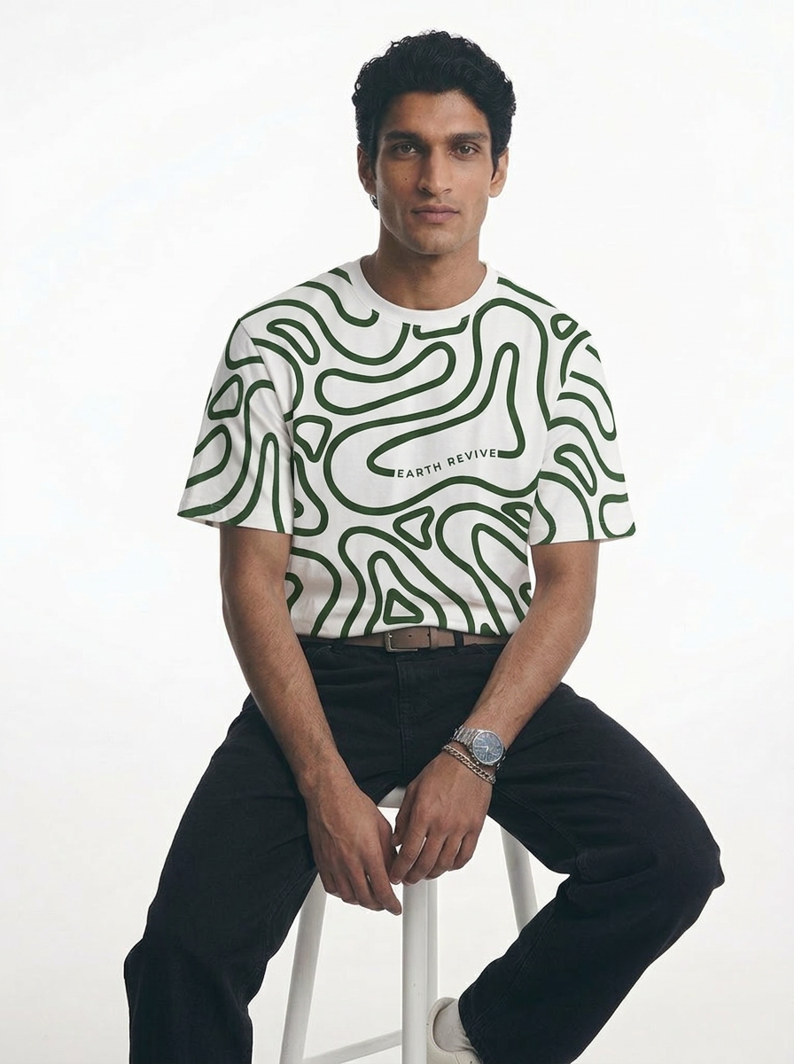 Herbal White All-Over Print Boxy Tee