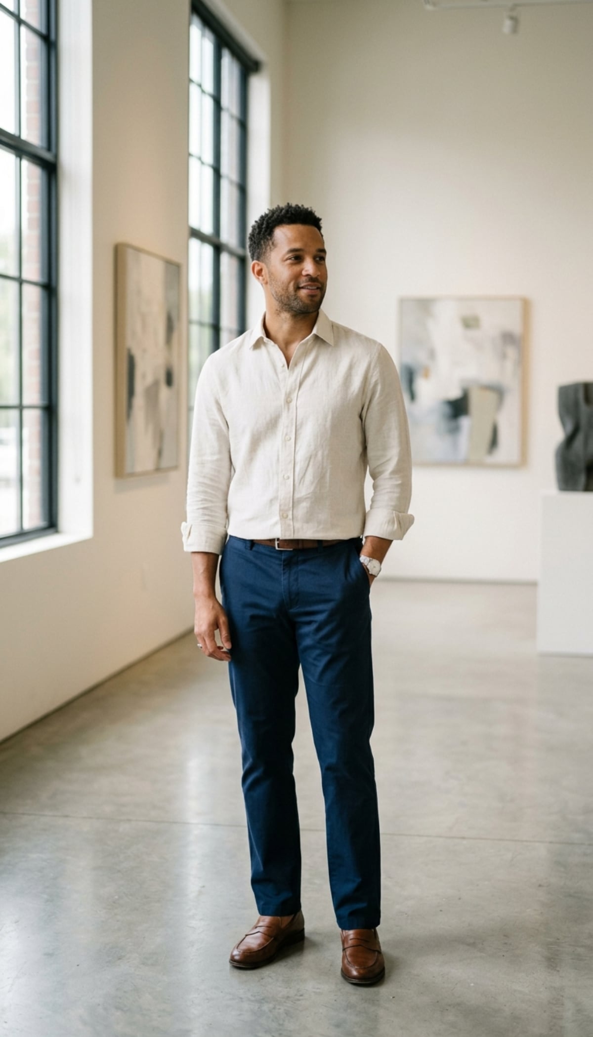 Linen Blend Straight Trousers